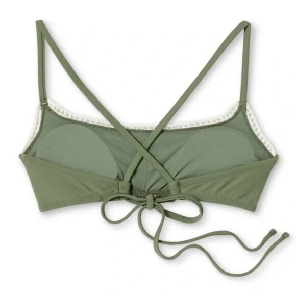 XHILARATION Juniors' Crochet Bralette Bikini Top Sage Green Sz S - Picture 4 of 5